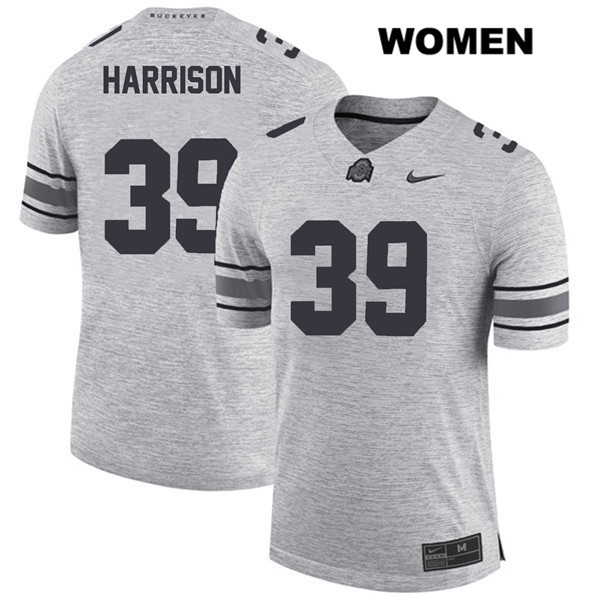 Ohio State Buckeyes Women's Malik Harrison #39 Gray Authentic Nike College NCAA Stitched Football Jersey YL19J46ZJ